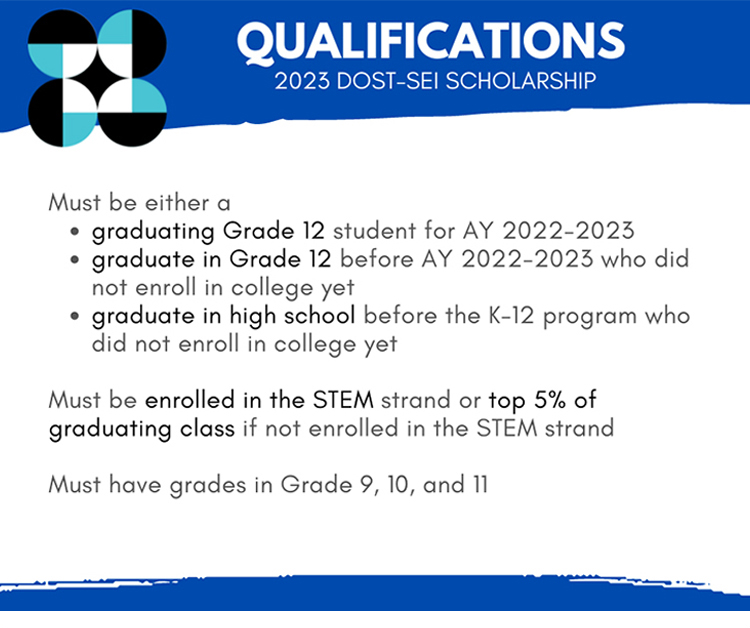 Applications for the 2023 DOST-SEI Scholarship is now open
