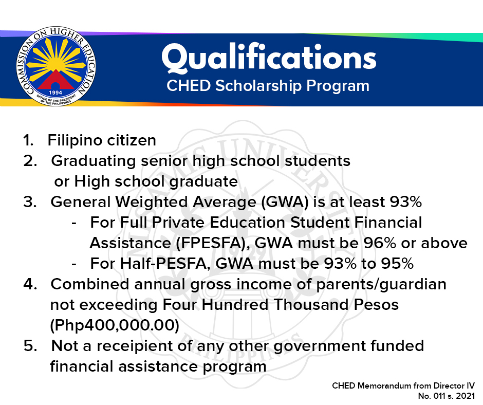 CHED SCHOLARSHIP Qualification