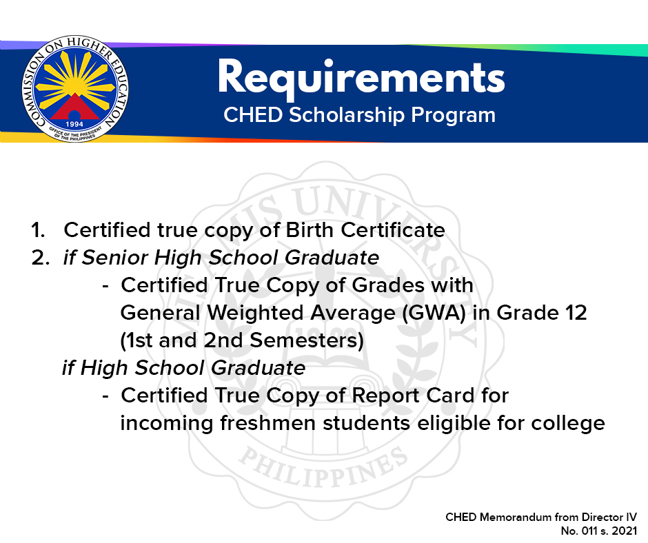 CHED SCHOLARSHIP Qualification