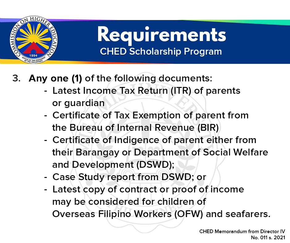CHED SCHOLARSHIP Qualification