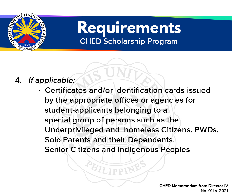 CHED SCHOLARSHIP Qualification