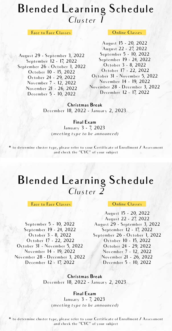 Blended Learning Schedule 2022